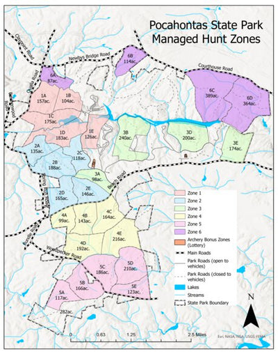 Virginia State Parks Pocahontas State Park - Hunting Map digital map