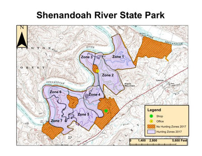 Virginia State Parks Shenandoah River State Park - Hunt Map digital map