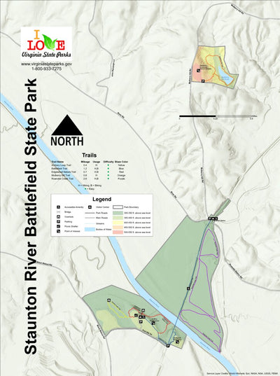 Virginia State Parks Staunton River Battlefield State Park digital map