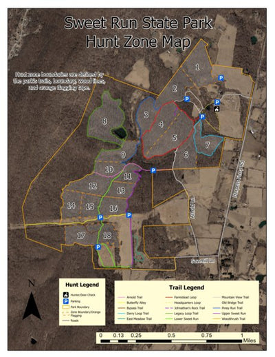 Virginia State Parks Sweet Run State Park Hunt Map digital map