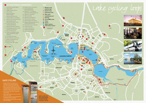 Visit Canberra Lake Burley Griffin - Cycling Map [Front] digital map