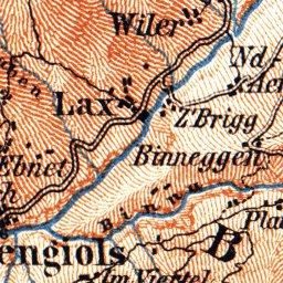 Waldin Aletsch Glacier and environs map, 1897 digital map