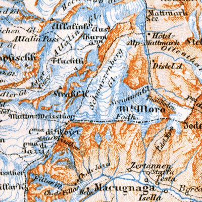 Waldin Alps of Valais, d´Evolène and Vogogna (Italy), 1897 digital map