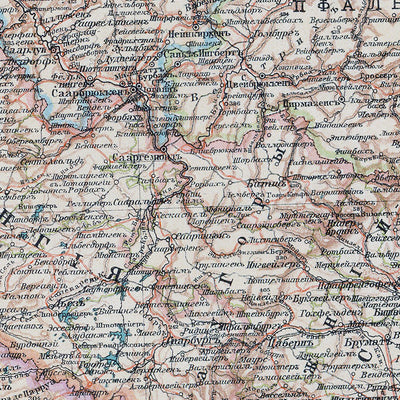 Waldin Alsace, Lotharingia and the Northeastern France Map (in Russian), 1910 digital map