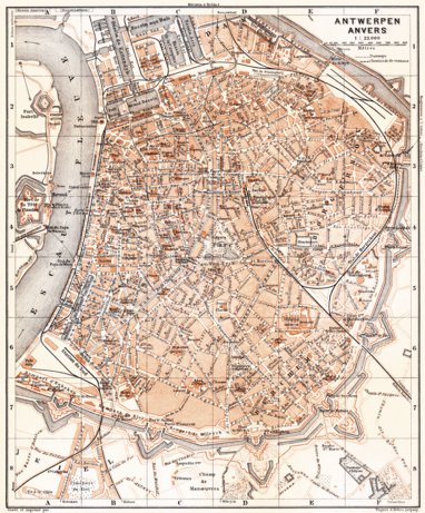 Waldin Antwerp (Antwerpen, Anvers) town plan, 1904 digital map