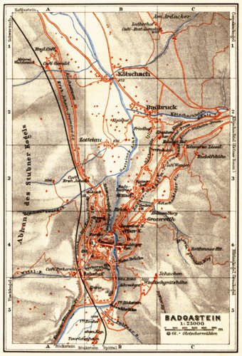 Waldin Badgastein (Wildbad Gastein) town plan, 1911 digital map