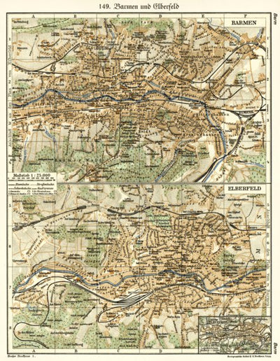 Waldin Barmen (now part of Wuppertal) city map, 1902 digital map