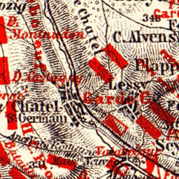 Waldin Battle at Metz of August 1870, site map, 1905 digital map