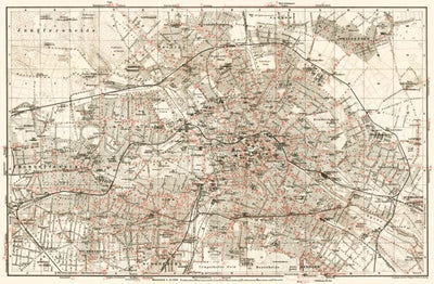 Waldin Berlin, city map with tramway and S-Bahn networks, 1911 digital map