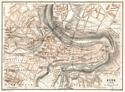 Waldin Bern (Berne) city map, 1909 digital map