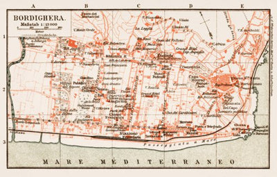 Waldin Bordighera town plan, 1913 digital map