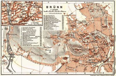 Waldin Brünn (Brno), town plan with environs map (Blansko), 1911 digital map