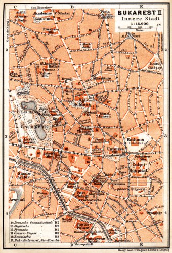 Waldin Bucharest (Bucureşti), central part map, 1911 digital map