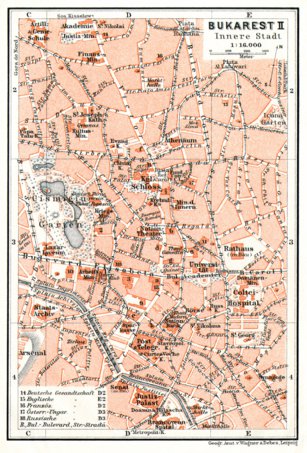 Waldin Bucharest (Bucureşti), central part map, 1913 digital map