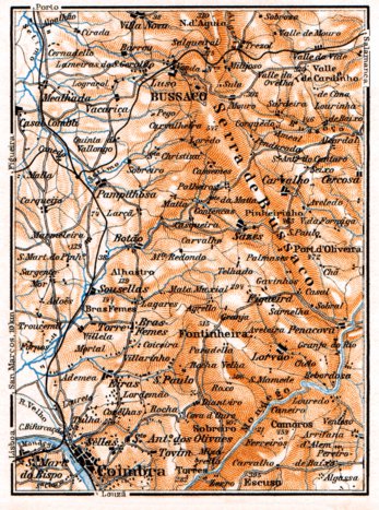 Waldin Bussaco - Coimbra district map, 1929 digital map