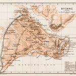 Waldin Byzantium (Byzanz, Constantinople) ancient site map, 1914 digital map
