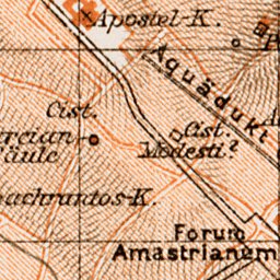 Waldin Byzantium (Byzanz, Constantinople) ancient site map, 1914 digital map