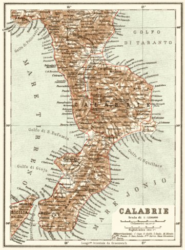 Calabrea Map Calabria Map, 1929 by Waldin | Avenza Maps