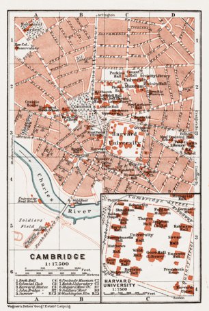 Waldin Cambridge (Massachusetts) city map, 1909 digital map