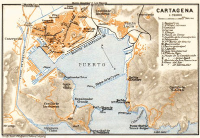 Waldin Cartagena city map, 1929 digital map