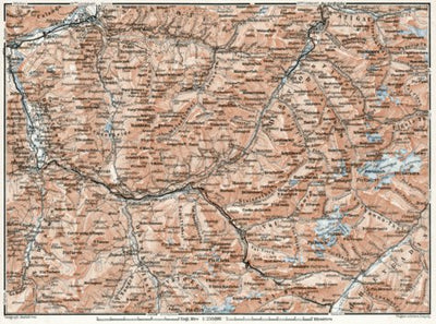 Waldin Central Grisons (Graubünden) Alps map, 1909 digital map