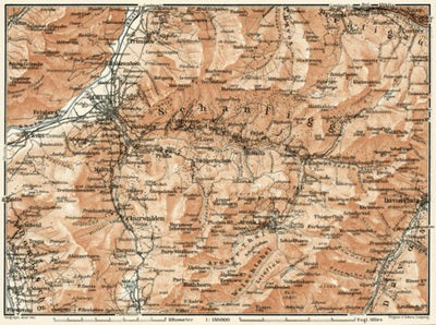 Waldin Chur and Arosa environs map (with Schanfigg), 1909 digital map