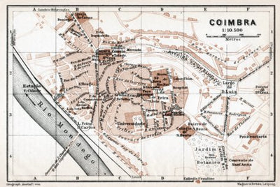 Waldin Coimbra city map, 1913 digital map