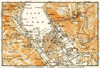 Waldin Como town and its environs map, 1908 digital map
