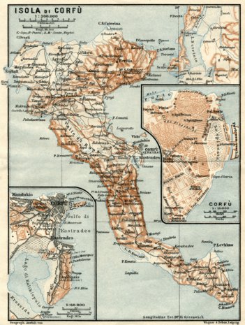Waldin Corfu Isle map, 1928 digital map