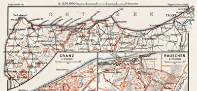 Waldin Cranz (now Zelenogradsk), Rauschen (now Svetlogorsk) and suburbs, 1911 digital map
