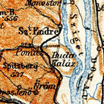 Waldin Danube River course map from Raab (Győr) to Budapest, 1913 digital map
