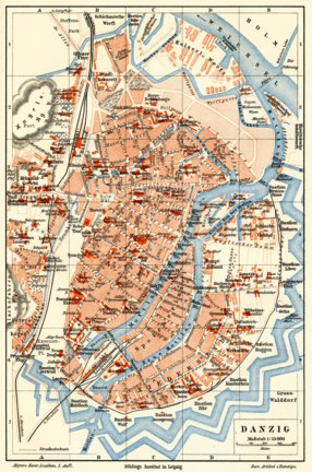 Waldin Danzig (Gdańsk) city map, 1900 digital map