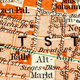 Waldin Dresden city centre map, 1908 digital map