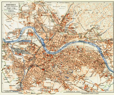 Waldin Dresden city map, 1908 digital map
