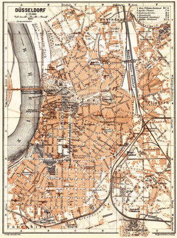 Waldin Düsseldorf city map, 1905 digital map