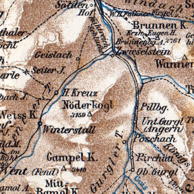Waldin Eastern Alps map: from Landeck to Meran (Merano) and Bormio, 1911 digital map