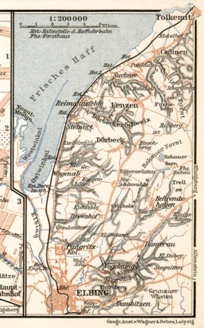 Waldin Elblag (Elbing) environs map, 1911 digital map