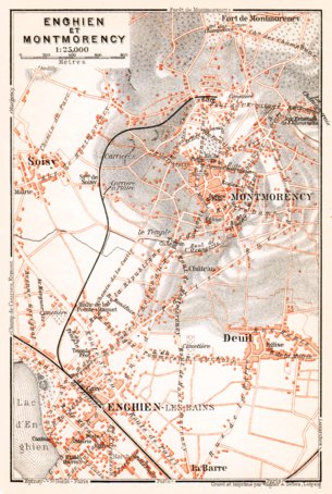 Waldin Enghien-les-Bains and Montmorency map, 1910 digital map