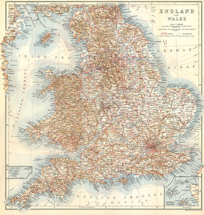 Waldin England and Wales map, 1909 digital map
