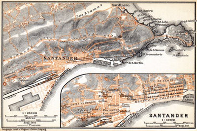 Waldin Environs of Santander map, 1899 digital map