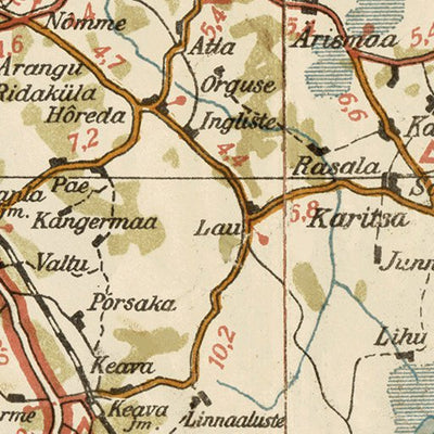 Waldin Estonian Road Map, Plate 11: Rapla. 1938 digital map