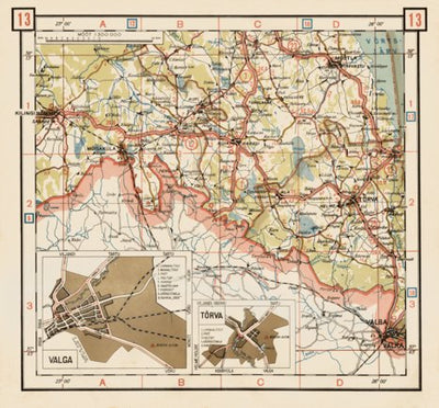 Waldin Estonian Road Map, Plate 13: Mustla. 1938 digital map