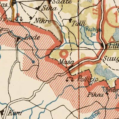 Waldin Estonian Road Map, Plate 13: Mustla. 1938 digital map