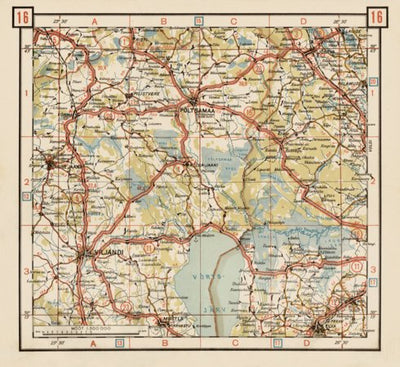 Waldin Estonian Road Map, Plate 16: Põltsamaa. 1938 digital map