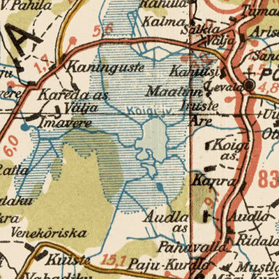 Waldin Estonian Road Map, Plate 4: Eastern Saaremaa. 1938 digital map