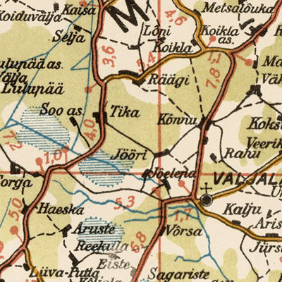 Waldin Estonian Road Map, Plate 4: Eastern Saaremaa. 1938 digital map