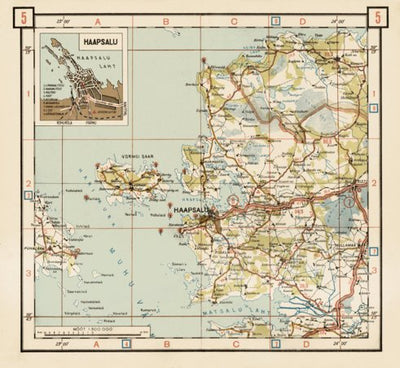 Waldin Estonian Road Map, Plate 5: Haapsalu. 1938 digital map