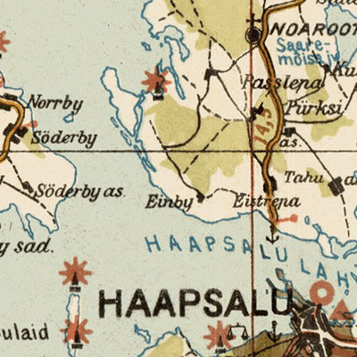 Waldin Estonian Road Map, Plate 5: Haapsalu. 1938 digital map
