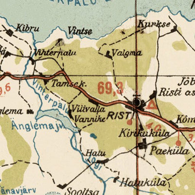 Waldin Estonian Road Map, Plate 6: Paldiski. 1938 digital map