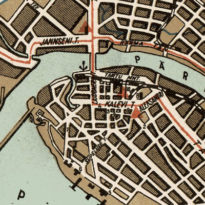 Waldin Estonian Road Map, Plate 8: Pärnu. 1938 digital map